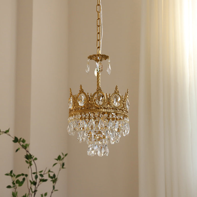 Modern Luxury Crystal Copper Crown Multilayered 1/5/6/9/12 Light Chandeliers For Living Room