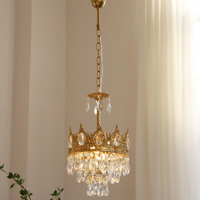 Modern Luxury Crystal Copper Crown Multilayered 1/5/6/9/12 Light Chandeliers For Living Room