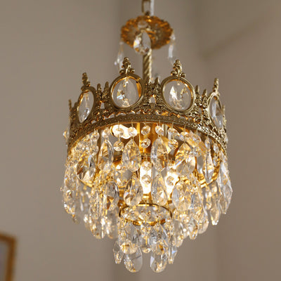 Modern Luxury Crystal Copper Crown Multilayered 1/5/6/9/12 Light Chandeliers For Living Room