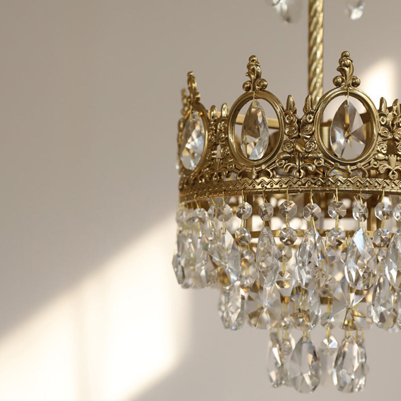 Modern Luxury Crystal Copper Crown Multilayered 1/5/6/9/12 Light Chandeliers For Living Room