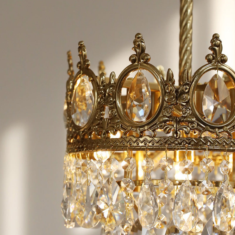 Modern Luxury Crystal Copper Crown Multilayered 1/5/6/9/12 Light Chandeliers For Living Room