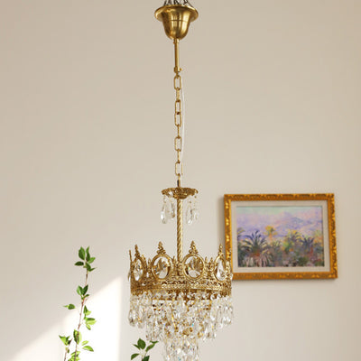 Modern Luxury Crystal Copper Crown Multilayered 1/5/6/9/12 Light Chandeliers For Living Room