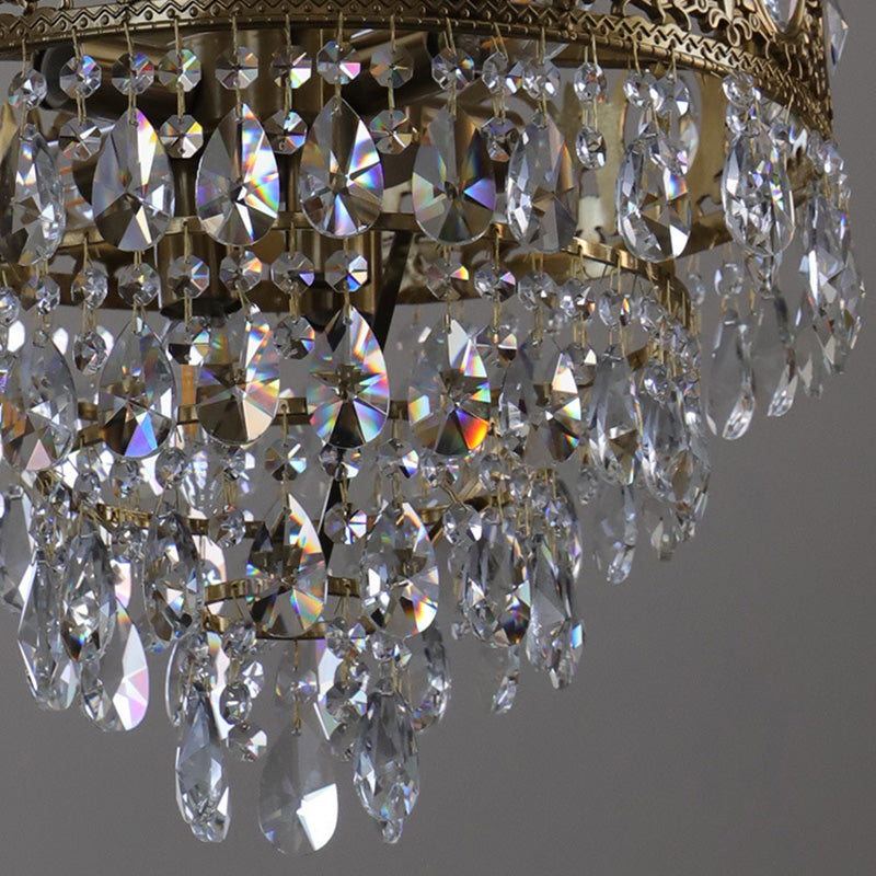 Modern Luxury Crystal Copper Crown Multilayered 1/5/6/9/12 Light Chandeliers For Living Room