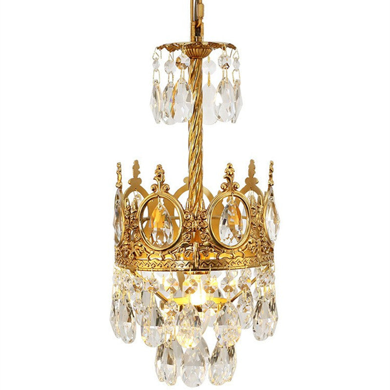 Modern Luxury Crystal Copper Crown Multilayered 1/5/6/9/12 Light Chandeliers For Living Room