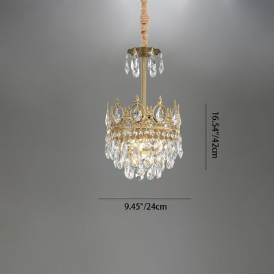 Modern Luxury Crystal Copper Crown Multilayered 1/5/6/9/12 Light Chandeliers For Living Room