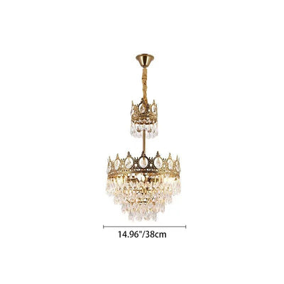 Modern Luxury Crystal Copper Crown Multilayered 1/5/6/9/12 Light Chandeliers For Living Room