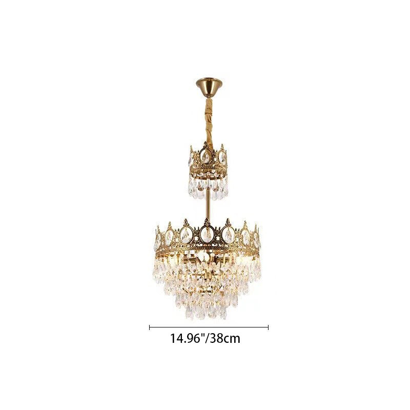 Modern Luxury Crystal Copper Crown Multilayered 1/5/6/9/12 Light Chandeliers For Living Room