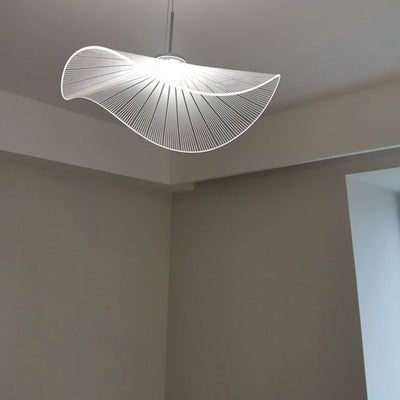 Contemporary Nordic Aluminum Acrylic Hat Lotus Leaf LED Pendant Light For Bedroom