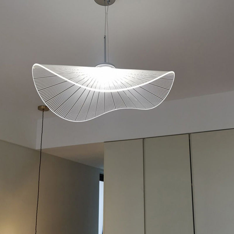 Contemporary Nordic Aluminum Acrylic Hat Lotus Leaf LED Pendant Light For Bedroom