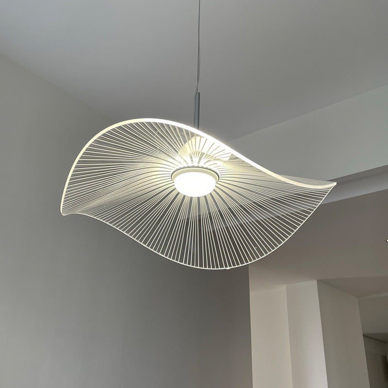 Contemporary Nordic Aluminum Acrylic Hat Lotus Leaf LED Pendant Light For Bedroom