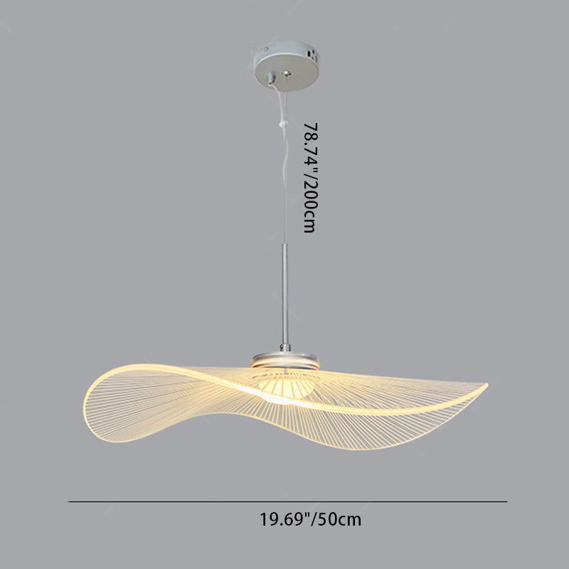 Contemporary Nordic Aluminum Acrylic Hat Lotus Leaf LED Pendant Light For Bedroom