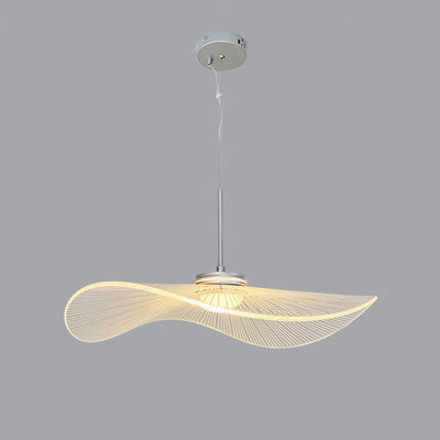 Contemporary Nordic Aluminum Acrylic Hat Lotus Leaf LED Pendant Light For Bedroom