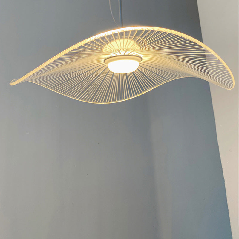 Contemporary Nordic Aluminum Acrylic Hat Lotus Leaf LED Pendant Light For Bedroom