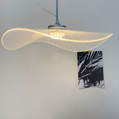 Contemporary Nordic Aluminum Acrylic Hat Lotus Leaf LED Pendant Light For Bedroom