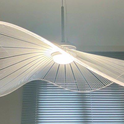 Contemporary Nordic Aluminum Acrylic Hat Lotus Leaf LED Pendant Light For Bedroom