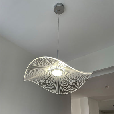 Contemporary Nordic Aluminum Acrylic Hat Lotus Leaf LED Pendant Light For Bedroom