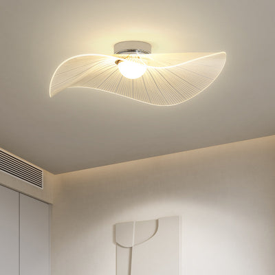 Contemporary Nordic Aluminum Acrylic Hat Lotus Leaf LED Semi-Flush Mount Ceiling Light For Bedroom