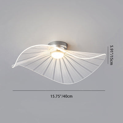 Contemporary Nordic Aluminum Acrylic Hat Lotus Leaf LED Semi-Flush Mount Ceiling Light For Bedroom