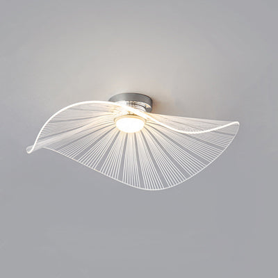 Contemporary Nordic Aluminum Acrylic Hat Lotus Leaf LED Semi-Flush Mount Ceiling Light For Bedroom