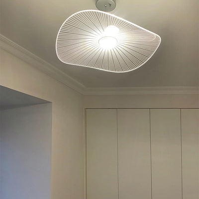 Contemporary Nordic Aluminum Acrylic Hat Lotus Leaf LED Semi-Flush Mount Ceiling Light For Bedroom