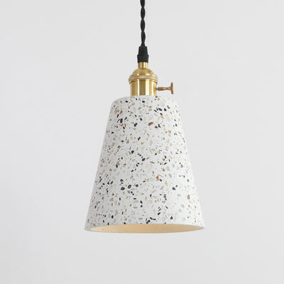 Contemporary Nordic Terrazzo Brass Round Cylinder Conic 1-Light Pendant Light For Dining Room