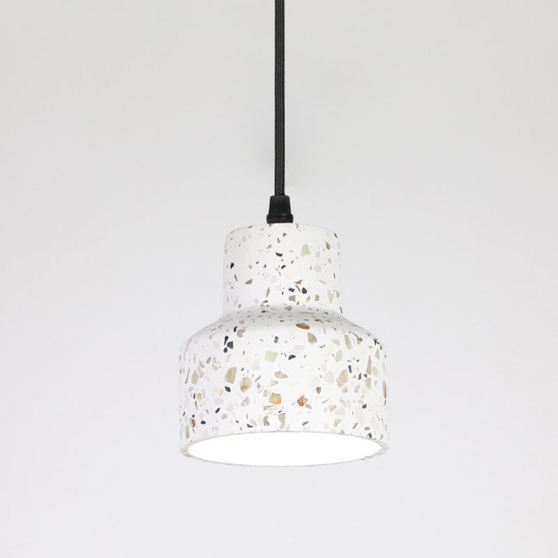 Contemporary Nordic Terrazzo Brass Round Cylinder Conic 1-Light Pendant Light For Dining Room