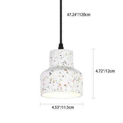 Contemporary Nordic Terrazzo Brass Round Cylinder Conic 1-Light Pendant Light For Dining Room