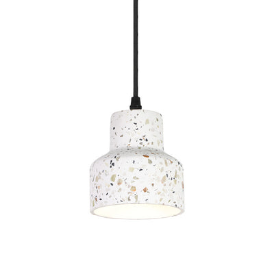 Contemporary Nordic Terrazzo Brass Round Cylinder Conic 1-Light Pendant Light For Dining Room