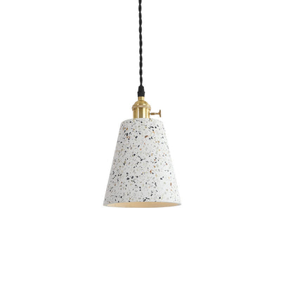 Contemporary Nordic Terrazzo Brass Round Cylinder Conic 1-Light Pendant Light For Dining Room