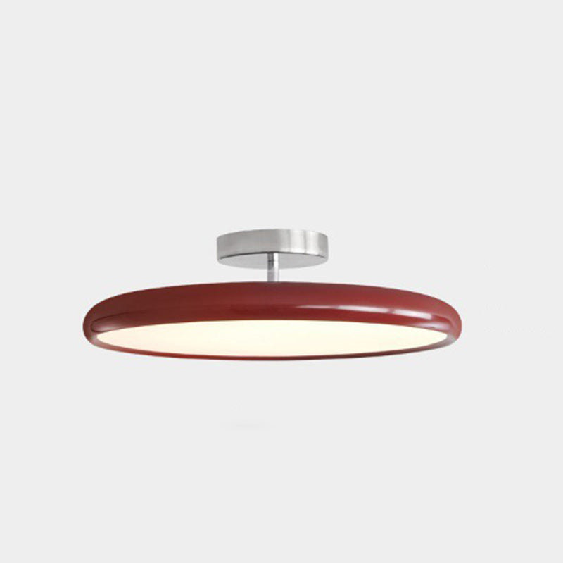 Modern Minimalist Iron Acrylic Round Adjustable LED Semi-Flush Mount Ceiling Light For Bedroom