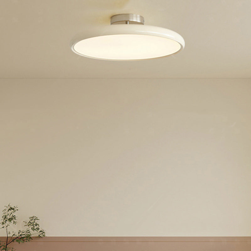 Modern Minimalist Iron Acrylic Round Adjustable LED Semi-Flush Mount Ceiling Light For Bedroom