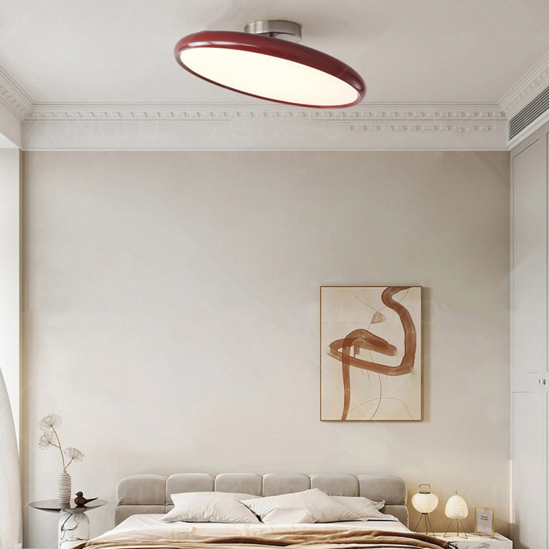 Modern Minimalist Iron Acrylic Round Adjustable LED Semi-Flush Mount Ceiling Light For Bedroom