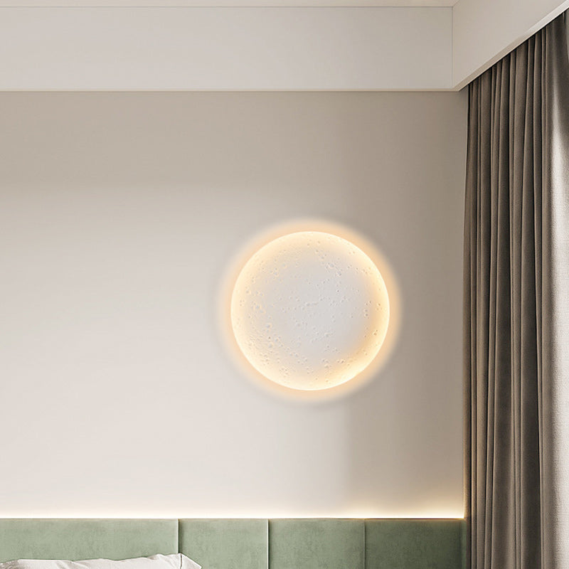 Modern Minimalist Plaster Round Moon Embedded LED Wall Sconce Lamp For Hallway