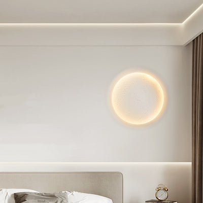 Modern Minimalist Plaster Round Moon Embedded LED Wall Sconce Lamp For Hallway