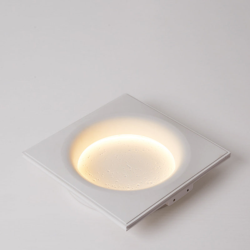 Modern Minimalist Plaster Round Moon Embedded LED Wall Sconce Lamp For Hallway