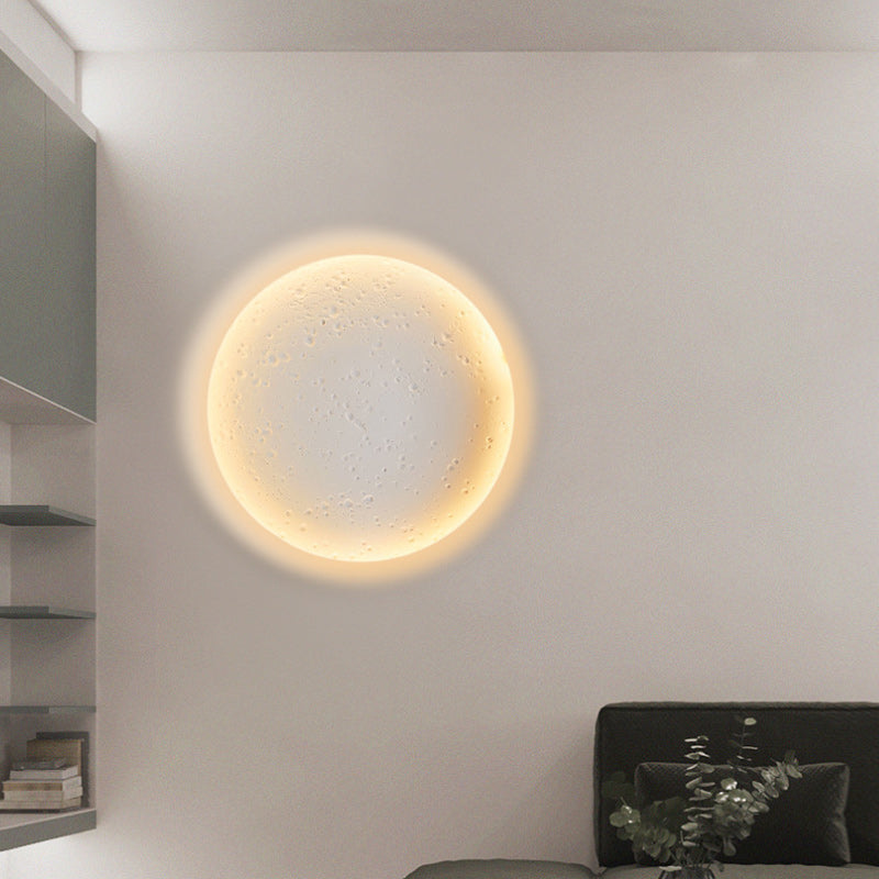 Modern Minimalist Plaster Round Moon Embedded LED Wall Sconce Lamp For Hallway