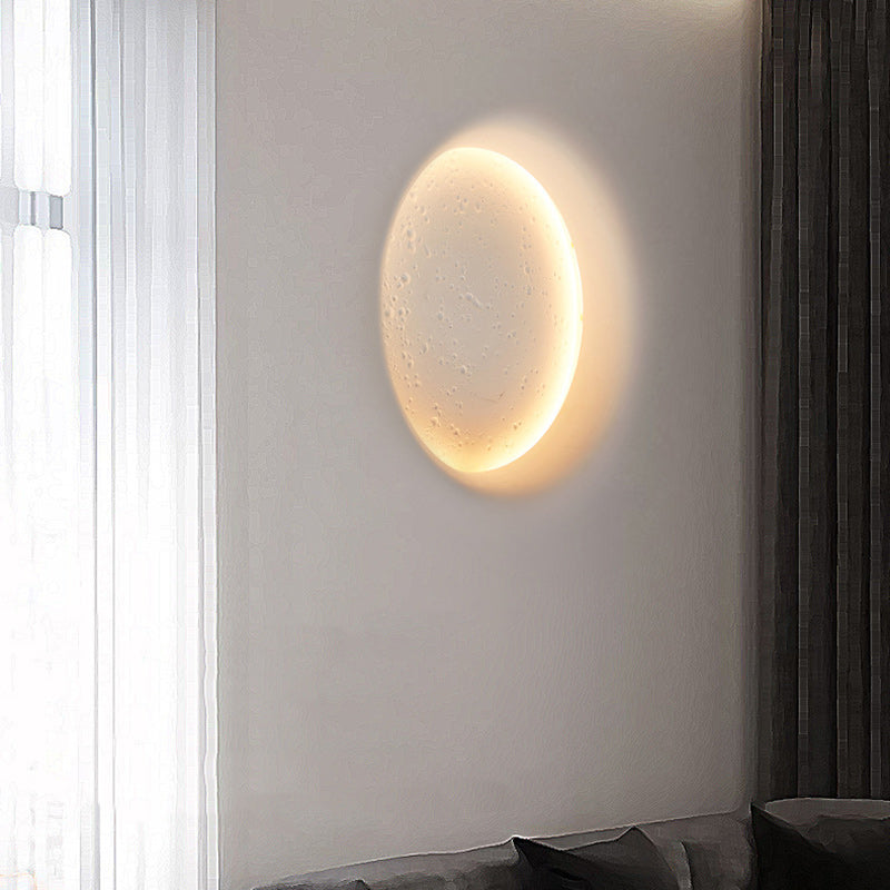 Modern Minimalist Plaster Round Moon Embedded LED Wall Sconce Lamp For Hallway