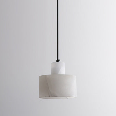 Modern Simplicity Marble Iron Cylinder 1-Light Pendant Light For Bedside