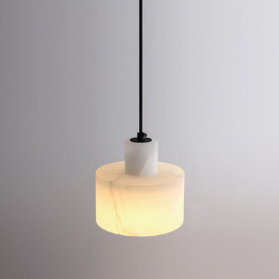 Modern Simplicity Marble Iron Cylinder 1-Light Pendant Light For Bedside