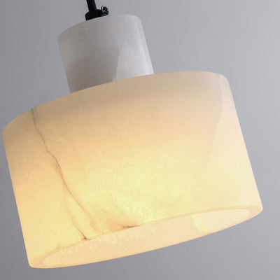 Modern Simplicity Marble Iron Cylinder 1-Light Pendant Light For Bedside