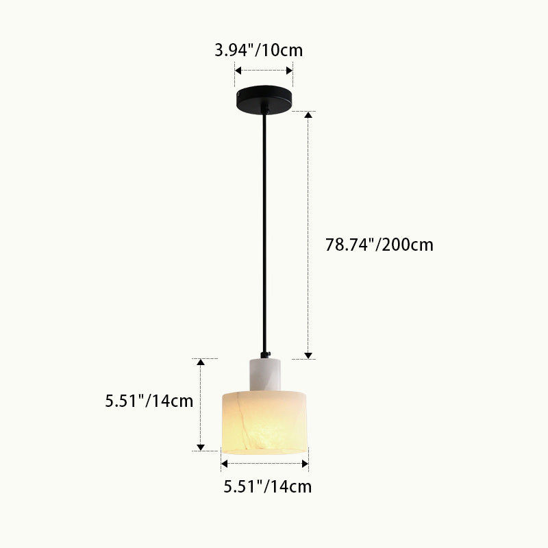 Modern Simplicity Marble Iron Cylinder 1-Light Pendant Light For Bedside