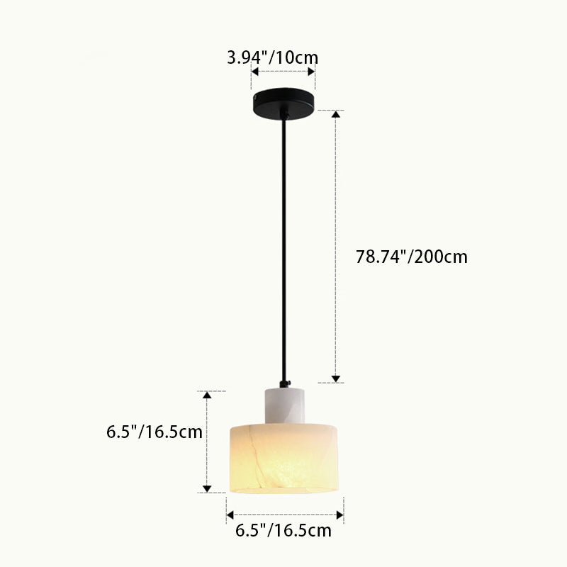 Modern Simplicity Marble Iron Cylinder 1-Light Pendant Light For Bedside