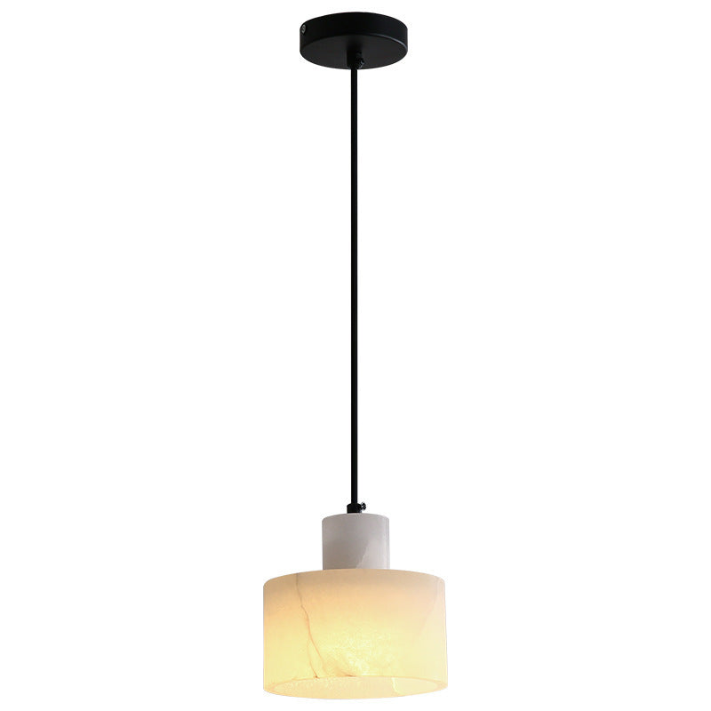 Modern Simplicity Marble Iron Cylinder 1-Light Pendant Light For Bedside