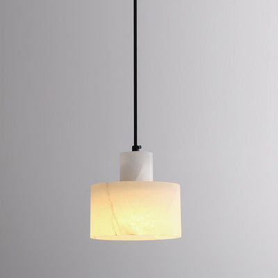 Modern Simplicity Marble Iron Cylinder 1-Light Pendant Light For Bedside