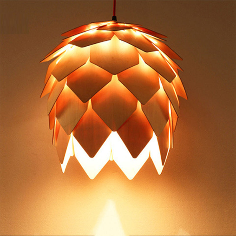 Contemporary Creative Wood Strobile 1-Light Pendant Light For Dining Room