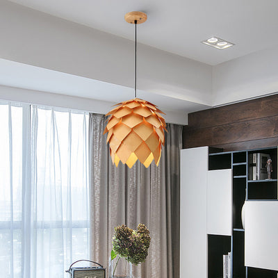 Contemporary Creative Wood Strobile 1-Light Pendant Light For Dining Room