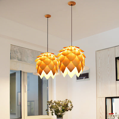 Contemporary Creative Wood Strobile 1-Light Pendant Light For Dining Room