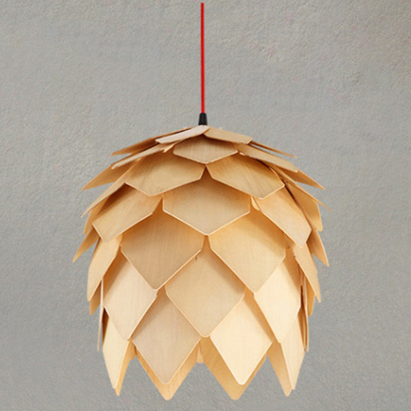 Contemporary Creative Wood Strobile 1-Light Pendant Light For Dining Room