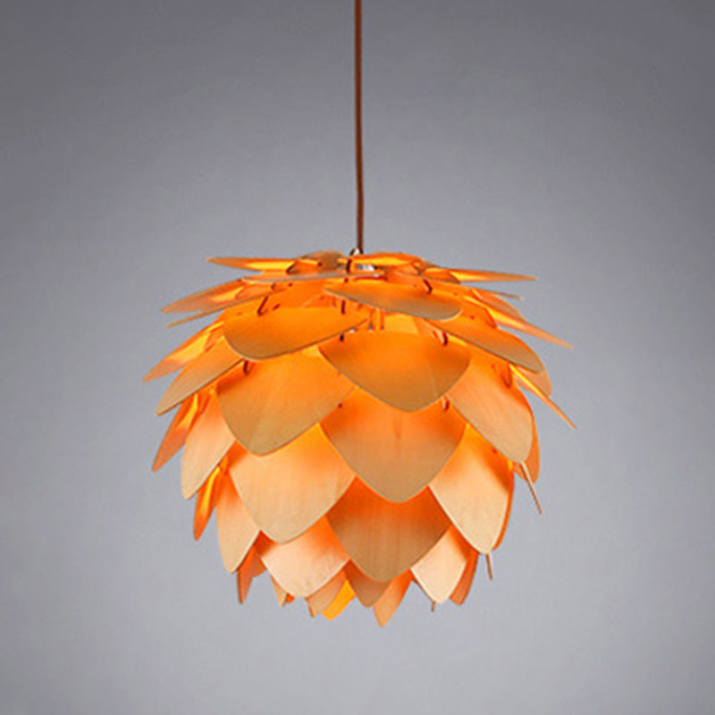 Contemporary Creative Wood Strobile 1-Light Pendant Light For Dining Room