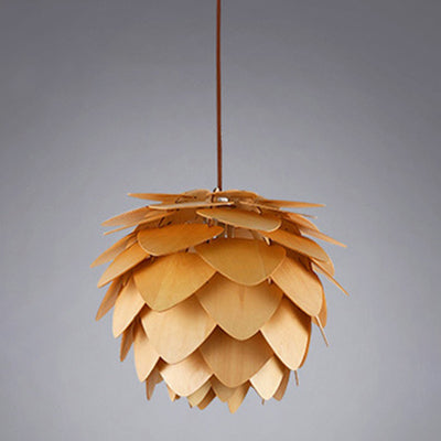 Contemporary Creative Wood Strobile 1-Light Pendant Light For Dining Room